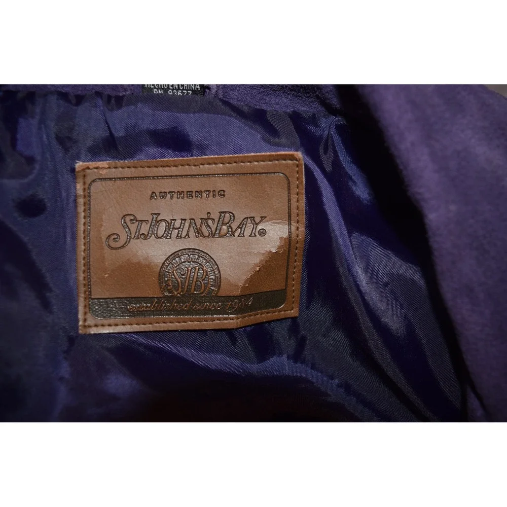 Vintage St. John's Bay Suede Jacket‎ Womens Petite Small Purple Good Button